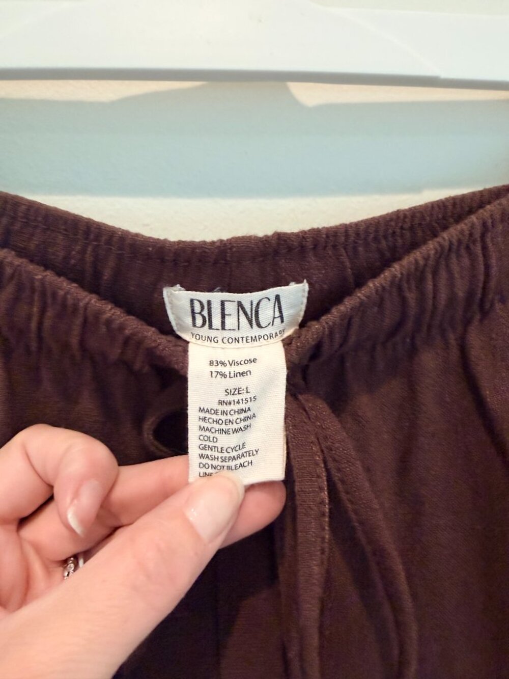 Blenca Brown Linen Drawstring Lightweight Pants Size L - Picture 6 of 6